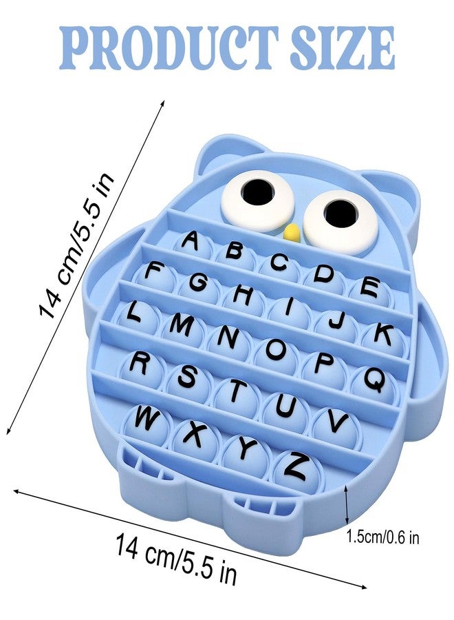 DEARIDAP Fidget Toys for Kids, Owl Shaped Silicone Squeeze Sensory Toys, Alphabet Bubble Stress Anxiety Relief Relax Tools for Kids Adults School Classroom Gift Party Favors (Blue) - Image 2